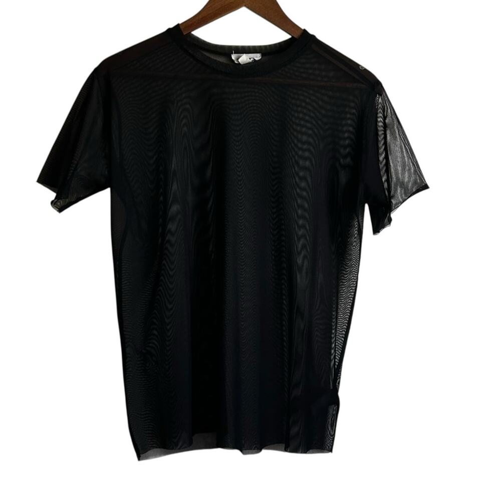 Silence + Noise Women Top XS Black Sheer Mesh Y2K Retro Rave Grunge Clubwear